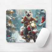 Alaskan Malamute Dog Riding Motorrad Weihnachten Mousepad (Mit Mouse)