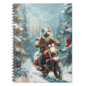 Alaskan Malamute Dog Riding Motorrad Weihnachten Notizblock (Vorderseite)