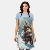 Alaskan Malamute Dog Riding Motorrad Weihnachten Schürze (Getragen)