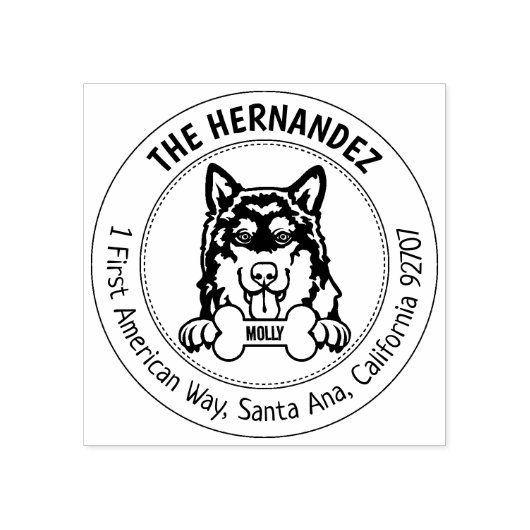Alaskan Malamute Dog Rücksendeadresse Gummistempel (Prägung)