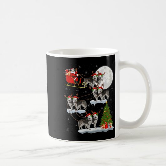 Alaskan Malamute Dog Santa Sleigh Flying Funny Chr Kaffeetasse (Rechts)