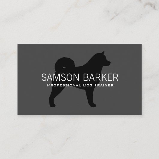 Alaskan Malamute Dog Silhouette Black on Grau Visitenkarte (Vorderseite)