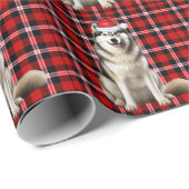 Alaskan Malamute Dog und Holiday Kariert Weihnacht Geschenkpapier (Rolleneckpunkt)