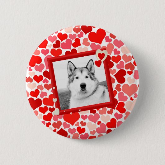 Alaskan Malamute Dog Valentines Herz Button (Vorderseite)