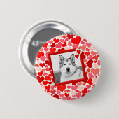 Alaskan Malamute Dog Valentines Herz Button (Vorne & Hinten)