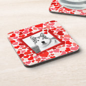 Alaskan Malamute Dog Valentines Herz Getränkeuntersetzer (Linke Seite)