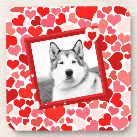 Alaskan Malamute Dog Valentines Herz Getränkeuntersetzer (Vorderseite)