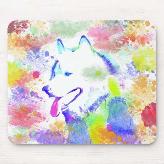Alaskan Malamute Dog Watercolor Kunst, Dichtung un Mousepad (Vorne)