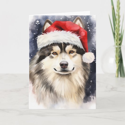 Alaskan Malamute Dog Weihnachtsfeiertag Dankeskarte (Vorderseite)