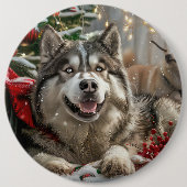 Alaskan Malamute Dog Weihnachtsfest Button (Vorderseite)