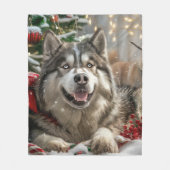 Alaskan Malamute Dog Weihnachtsfest Fleecedecke (Vorderseite)
