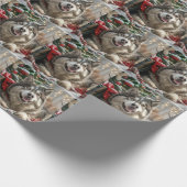 Alaskan Malamute Dog Weihnachtsfest Geschenkpapier (Ecke)