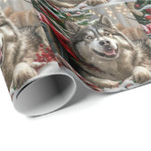 Alaskan Malamute Dog Weihnachtsfest Geschenkpapier (Rolleneckpunkt)