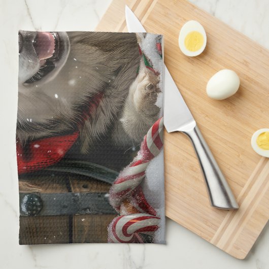 Alaskan Malamute Dog Weihnachtsfest Geschirrtuch (Viertel Falte)