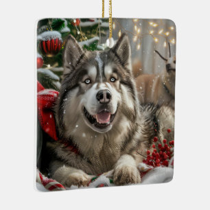 Alaskan Malamute Dog Weihnachtsfest Keramikornament