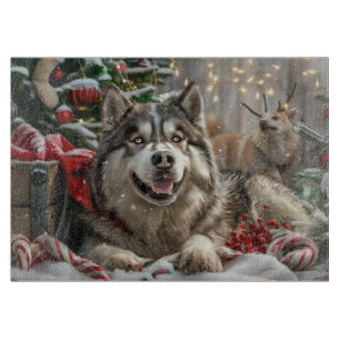 Alaskan Malamute Dog Weihnachtsfest Schneidebrett