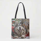 Alaskan Malamute Dog Weihnachtsfest Tasche (Vorderseite)