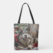 Alaskan Malamute Dog Weihnachtsfest Tasche (Rückseite)