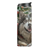 Alaskan Malamute Dog Weihnachtsfest Thermosbecher (Nach links gedreht)