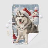 Alaskan Malamute Dog Winter Wunderland Weihnachten Golfhandtuch (Insitu)