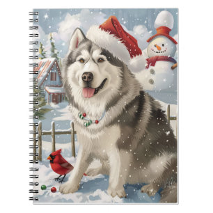 Alaskan Malamute Dog Winter Wunderland Weihnachten Notizblock