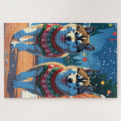 Alaskan Malamute Dogs Christmas Snow Holiday  Puzzle (Horizontal)