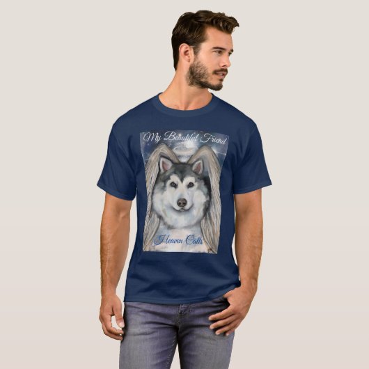 Alaskan Malamute Engel T-Shirt (Vorne ganz)
