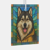 Alaskan Malamute "Festes Glas" Ornament Aus Glas (Vorderseite Rechts)