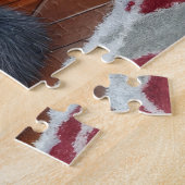 Alaskan Malamute Fireplace with Christmas Lights Puzzle (Seite)