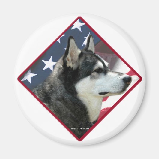 Alaskan Malamute Flag 2 Magnet (Vorne)
