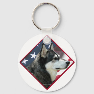 Alaskan Malamute Flag Schlüsselanhänger