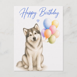 Alaskan Malamute Geburtstag Postkarte