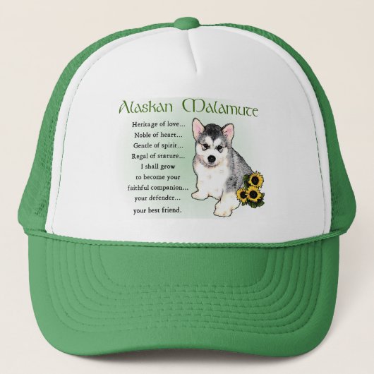 Alaskan Malamute Geschenke Truckerkappe (Vorderseite)