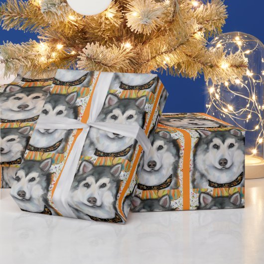 Alaskan Malamute Geschenkpapier (Feiertage)