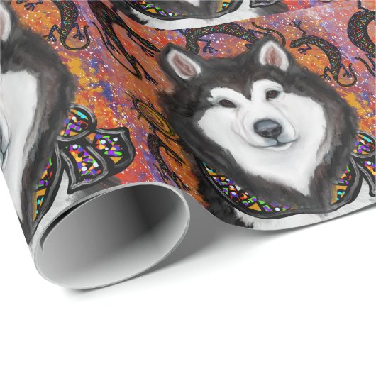 Alaskan Malamute Geschenkpapier (Rolleneckpunkt)