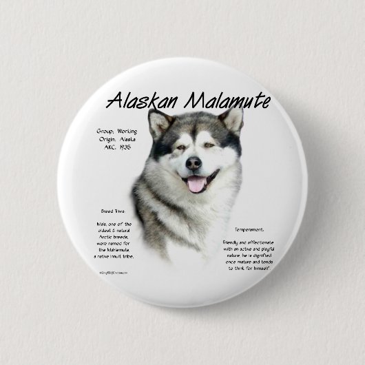 Alaskan Malamute Geschichte, Alles über Malamutes Button (Vorderseite)