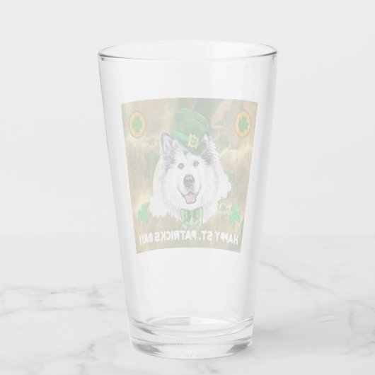 Alaskan Malamute Gold Happy St Patricks Day Glas (Rückseite)