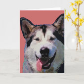 Alaskan Malamute Grußkarten Karte (Gelbe Blume)