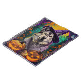Alaskan Malamute Halloween Hexe und Pumpkin Notizblock (Linke Seite)