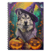 Alaskan Malamute Halloween Hexe und Pumpkin Notizblock (Vorderseite)