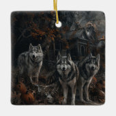 Alaskan Malamute Halloween Night Doggy Delight Keramikornament (Vorderseite)