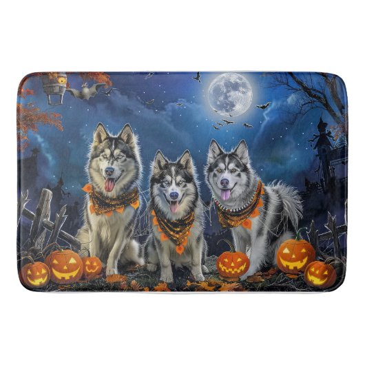 Alaskan Malamute Halloween Spooky Badematte (Vorderseite)
