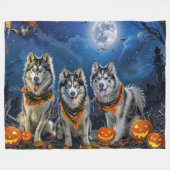 Alaskan Malamute Halloween Spooky Fleecedecke (Vorderseite (Horizontal))