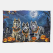 Alaskan Malamute Halloween Spooky Geschirrtuch (Horizontal)