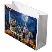 Alaskan Malamute Halloween Spooky Große Geschenktüte (Vorderseite Schrägansicht)
