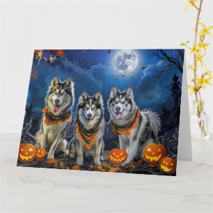 Alaskan Malamute Halloween Spooky Karte