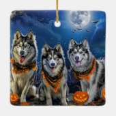 Alaskan Malamute Halloween Spooky Keramikornament (Rückseite)