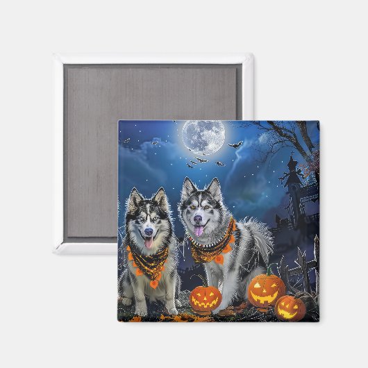 Alaskan Malamute Halloween Spooky Magnet (Vorderseite/Rückseite)