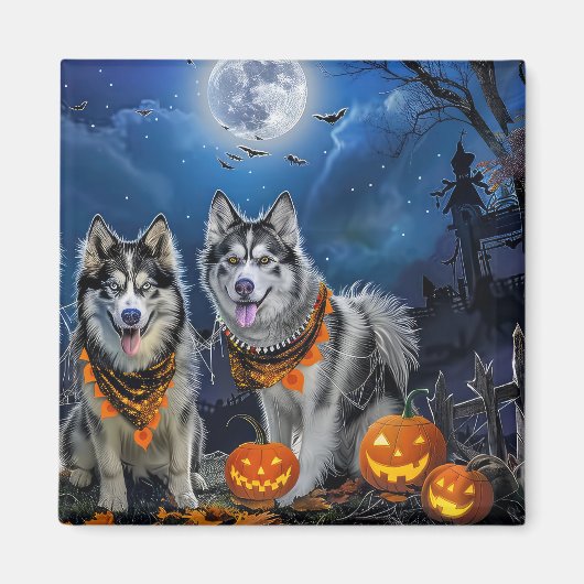Alaskan Malamute Halloween Spooky Magnet (Vorne)