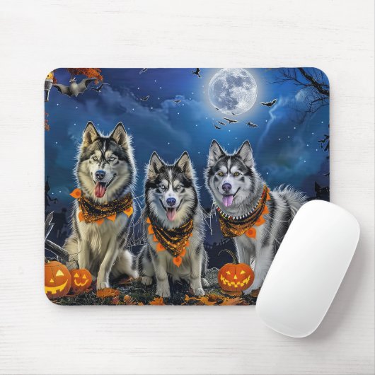 Alaskan Malamute Halloween Spooky Mousepad (Mit Mouse)
